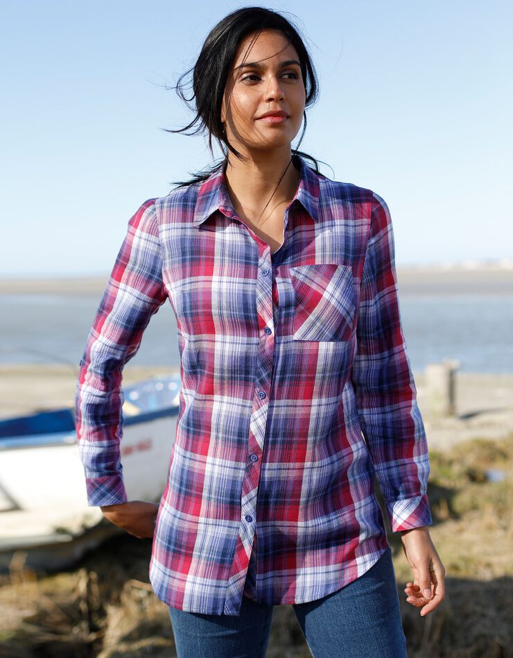 Chemise flanelle à carreaux (violine / marine) Chemise flanelle à carreaux (violine / marine)