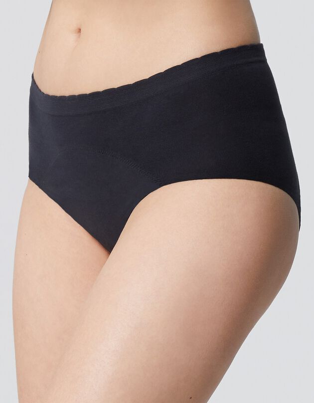 Culotte haute menstruelle Les Fleurs de Coton (noir)