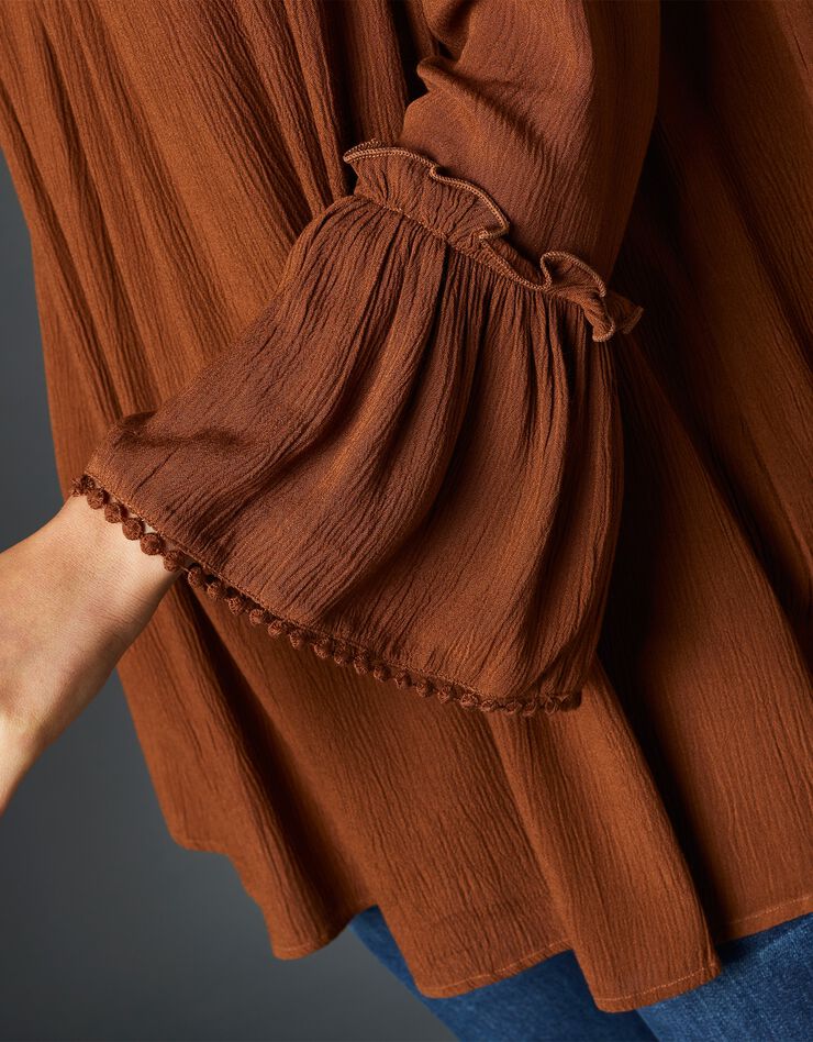 Blouse macramé manches longues (caramel) Blouse macramé manches longues (caramel)