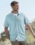 Chemise col bowling en seersucker (turquoise)