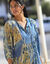 Robe longue imprimée, crépon (bleu / aqua)