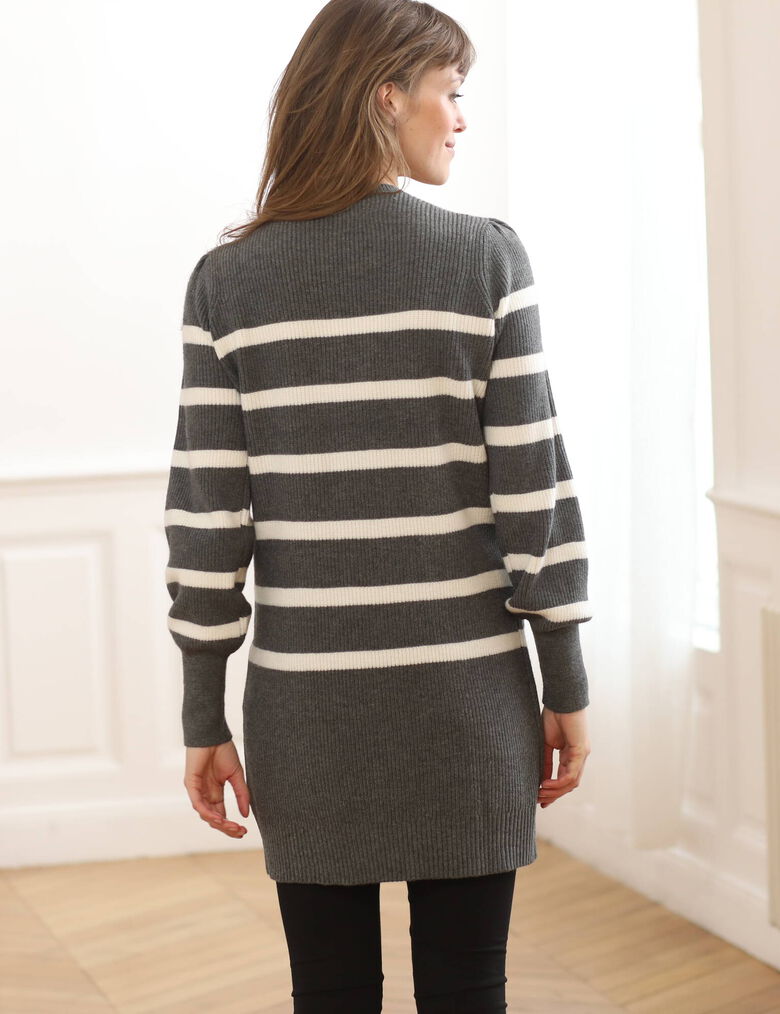 Gilet Tunique Fantaisie Cop Copine à Carreaux Gris Et Blanc - Taille 3 (40/42)