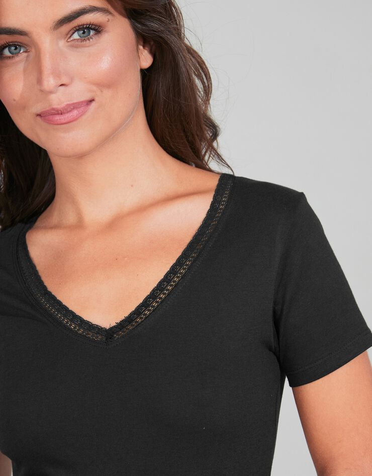 Tee-shirt fluide manches courtes coton et viscose (noir) Tee-shirt fluide manches courtes coton et viscose (noir)