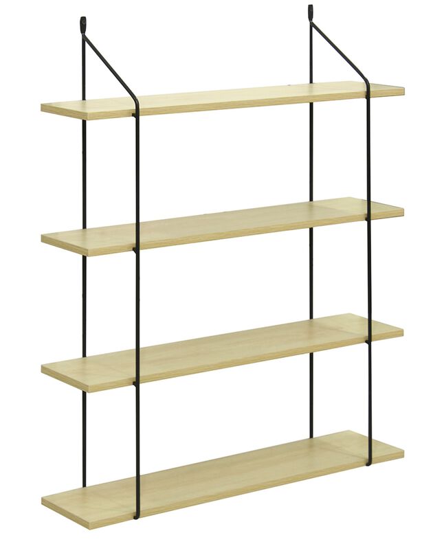 Etagère style industriel métal et bois - 4 tablettes (noir/bois)