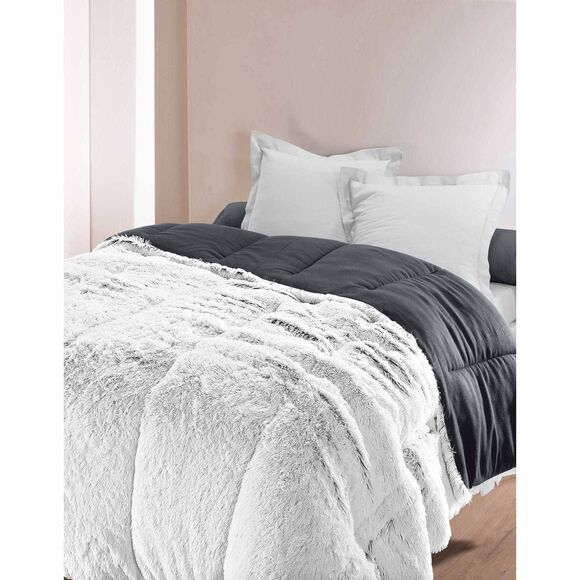 Couette fourrure synthétique 350 g/m² (gris chiné)