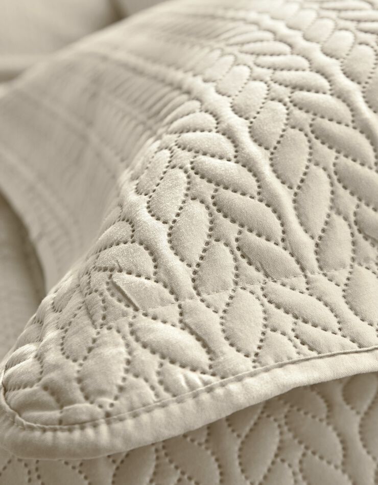 Couvre-lit matelassé microfibre motif géométrique (beige)