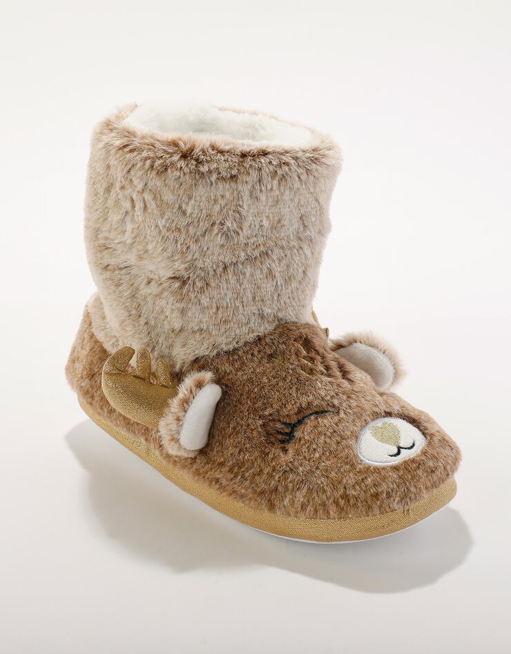 Bottillons tête cerf - intérieur fourré toucher peluche (beige) Bottillons tête cerf - intérieur fourré toucher peluche (beige)