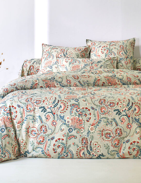 Linge de lit Comptine imprim&eacute; - coton 57 fils/cm&sup2; (bleu gris&eacute;)