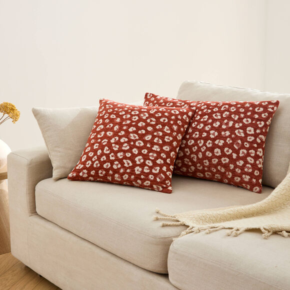 Housse de coussin jacquard l&eacute;opard - lot de 2 (tomette)
