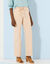 Pantalon droit large ceinturé, tissu fluide (beige)