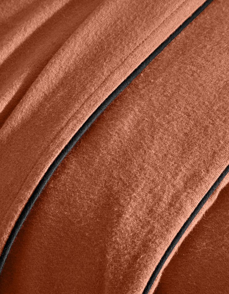 Linge de lit uni flanelle passepoil contrasté, collection "Intemporelle" (tomette)