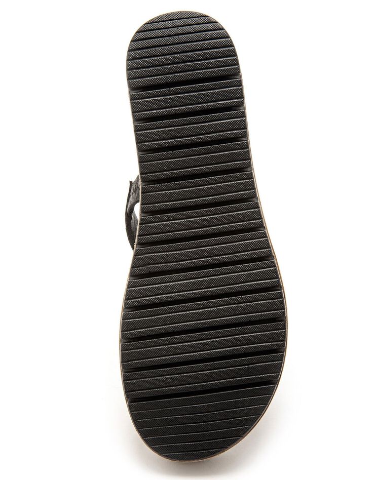 Sandales cuir ajouré pailleté largeur confort (noir)