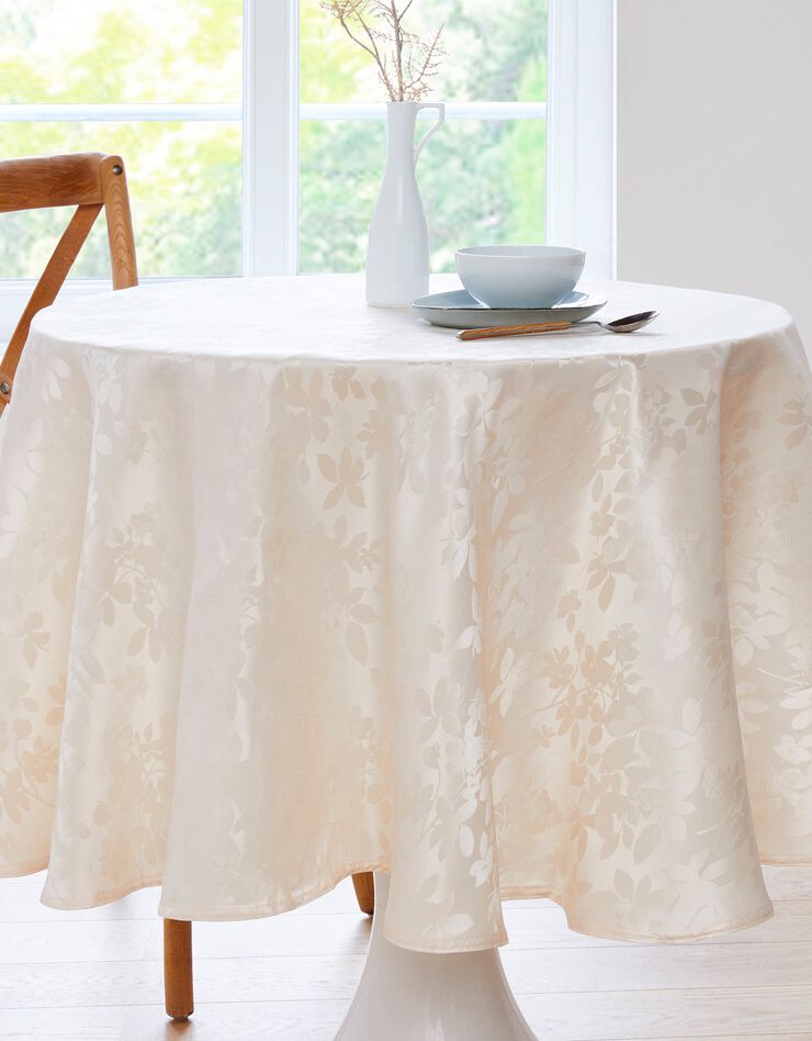 Nappe damassée feuillages Colombine® (ivoire)