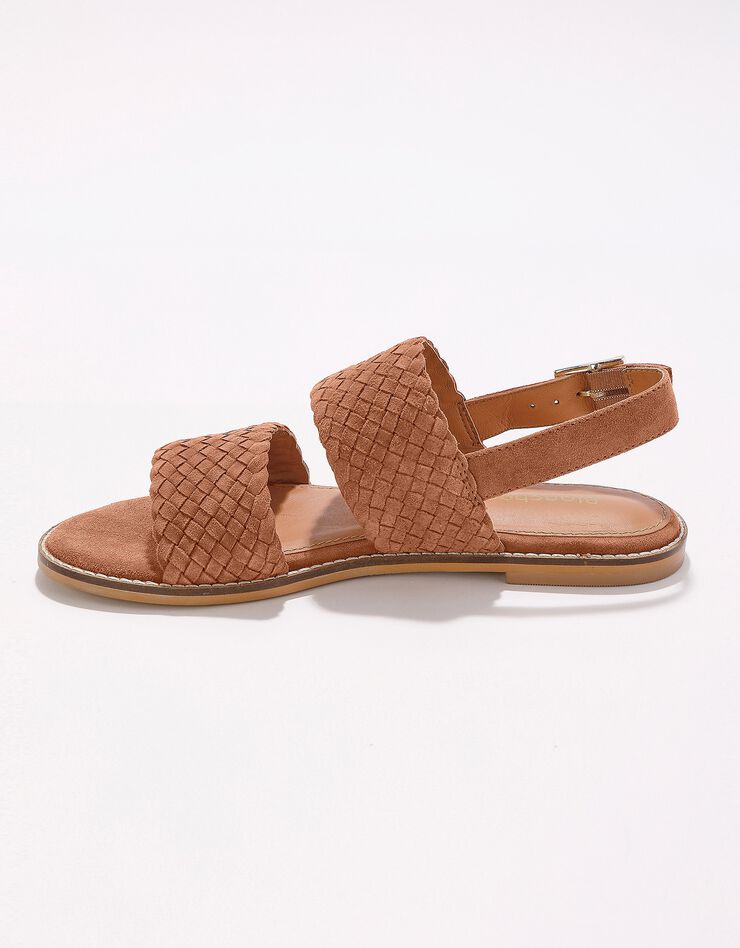 Sandales plates en cuir tressé  (caramel)