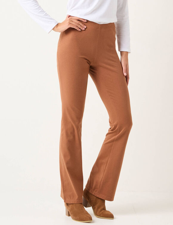 Legging bootcut uni, taille élastiquée (noisette)