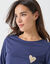 T-shirt marini&egrave;re manches longues, brod&eacute; "c&oelig;ur" uni ou imprim&eacute; l&eacute;opard (marine)