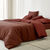 Linge de lit uni bicolore coton (cannelle / terracotta)