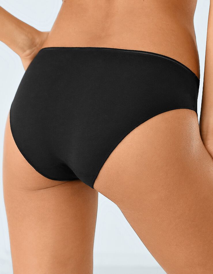 Culotte midi coton coutures plates - lot de 4 (peau / noir) Culotte midi coton coutures plates - lot de 4 (peau / noir)