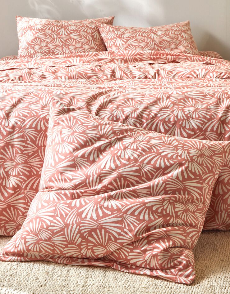 Linge de lit Vick en coton imprimé graphique (rose)