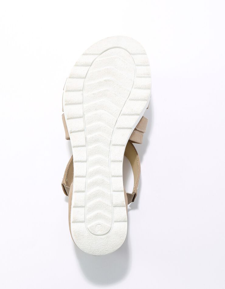 Sandales élastiquées en croûte de cuir - largeur confort (beige) Sandales élastiquées en croûte de cuir - largeur confort (beige)