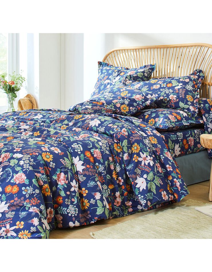 Linge de lit Kelly en coton imprimé floral (marine)