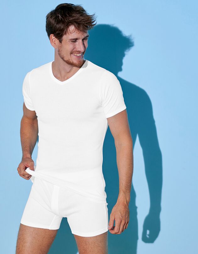T-shirt sous-vêtement homme col V - lot de 3 (blanc)