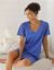 Chemise de nuit courte jersey et broderie anglaise (bleu)