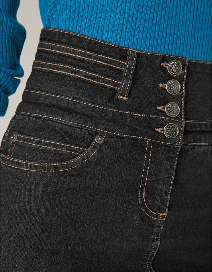 Jupe coupe droite taille haute jean (black) Jupe coupe droite taille haute jean (black)