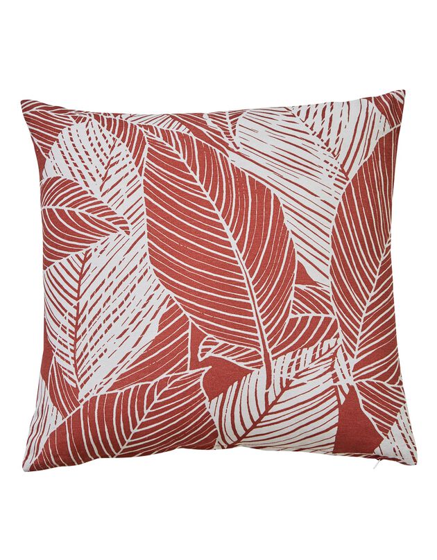 Housse de coussin carrée imprimé feuillage - lot de 2 (terracotta)
