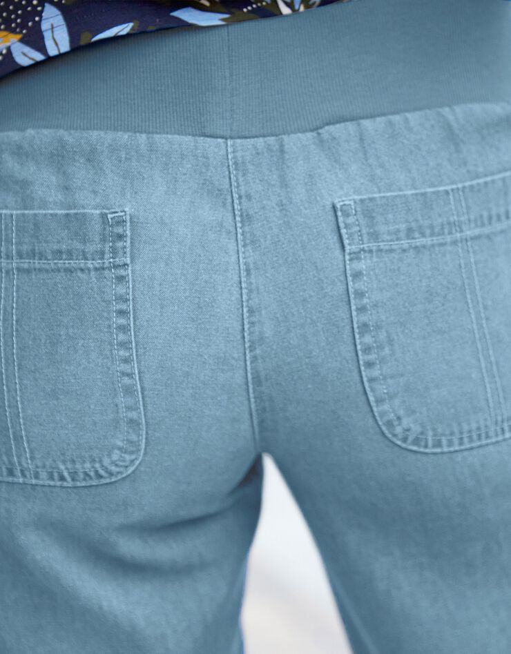 Pantalon coupe droite 7/8ème taille élastiquée, denim (bleached clair) Pantalon coupe droite 7/8ème taille élastiquée, denim (bleached clair)