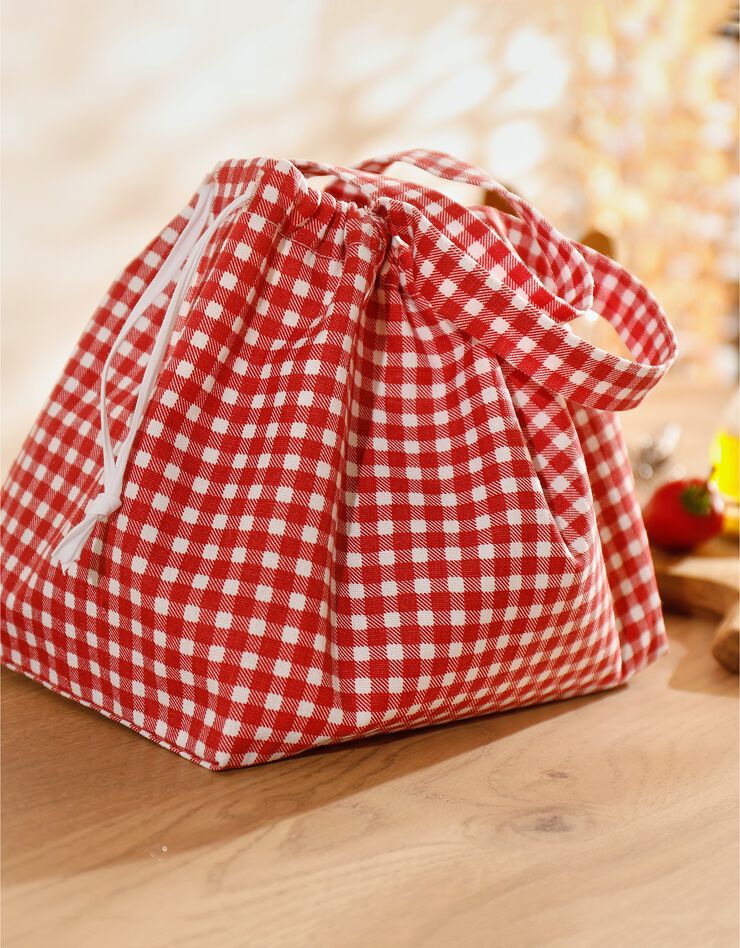 Sac à pain imprimé carreaux - collection upcycling (rouge / blanc) Sac à pain imprimé carreaux - collection upcycling (rouge / blanc)