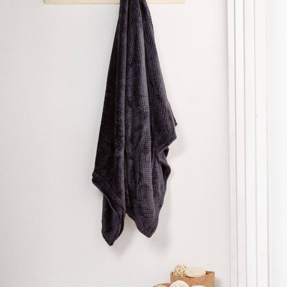 Plaid polaire nid d'abeille (gris anthracite)