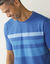 Pyjama short coton rayures placées col rond (bleu / gris)
