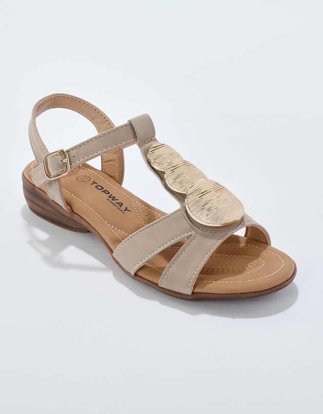 Sandales "bijou" avec boucle réglable (beige)