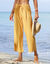 Pantacourt large, viscose et lin (safran)