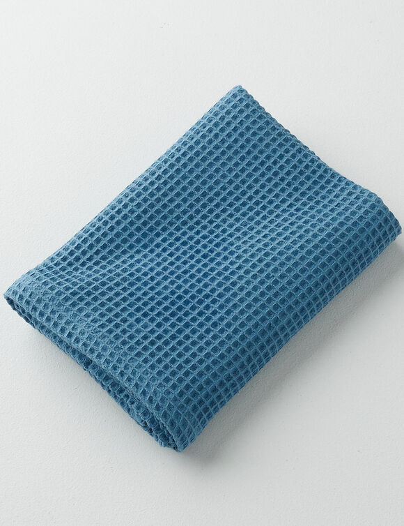 Serviette de bain nid d'abeille 320 g/m2 (bleu)
