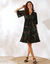Robe courte col V, imprimé fleuri (noir)