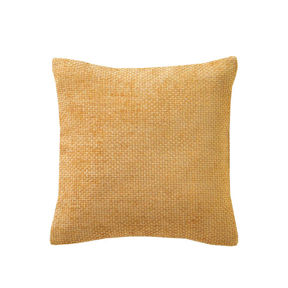 Housse de coussin unie tissage chenille - lot de 2 (jaune)