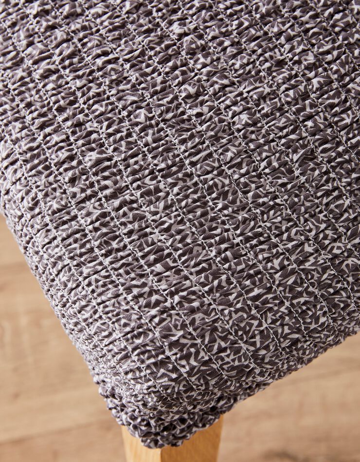 Housse microfibre bi-extensible gaufrée spéciale chaise  (gris)