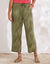Pantacourt large, viscose et lin (kaki)
