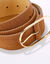 Ceinture boucle coloris doré, croûte de cuir suédé (caramel)