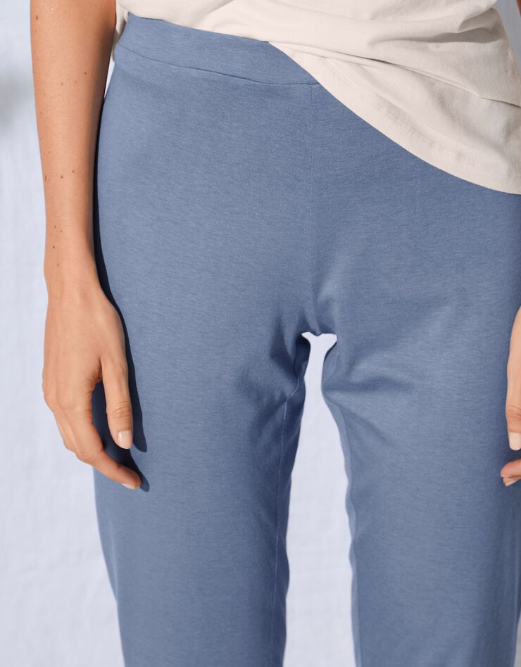 Pantalon fuselé uni taille élastiquée (bleu jean) Pantalon fuselé uni taille élastiquée (bleu jean)