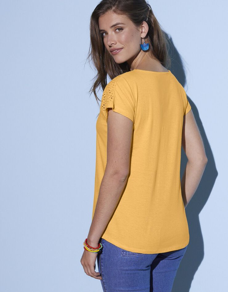 Tee-shirt broderie anglaise manches courtes (safran) Tee-shirt broderie anglaise manches courtes (safran)