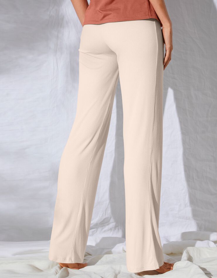 Pantalon large maille côtelée taille élastiquée (pêche) Pantalon large maille côtelée taille élastiquée (pêche)