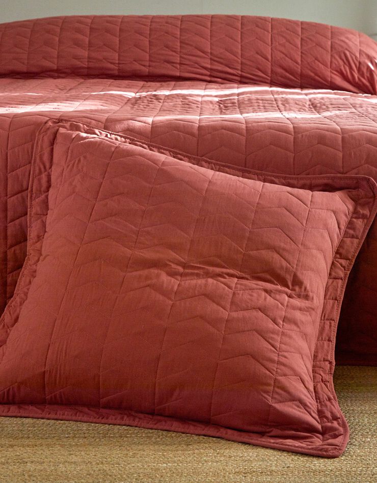 Couvre-lit uni matelassé reliéfé géométrique (bois de rose)