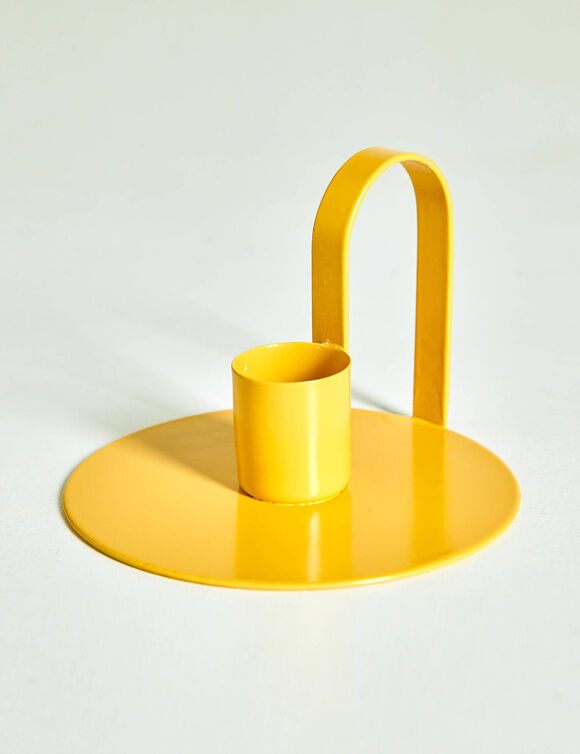 Bougeoir jaune métal - lot de 2 (jaune)