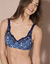 Soutien gorge imprimé fleuri  brodé Olbia - avec armatures (bleu)