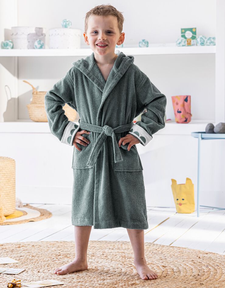 Peignoir de bain enfant hippopotame éponge coton - 340g/m² (ardoise)