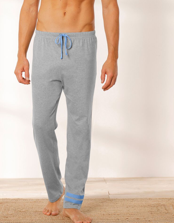 Pantalon pyjama coton mélangé gris chiné (gris chiné) Pantalon pyjama coton mélangé gris chiné (gris chiné)