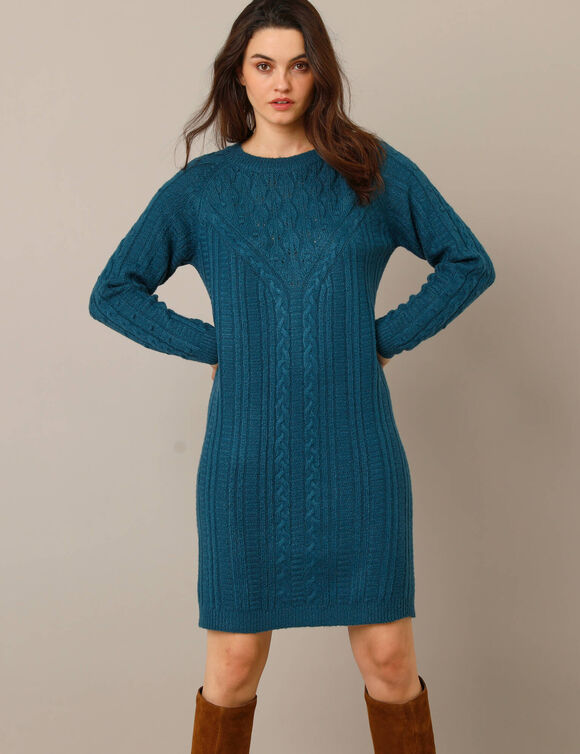 Robe pull torsadée  (bleu paon)